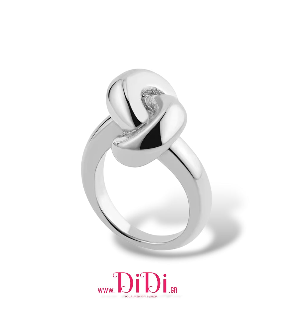 Δαχτυλίδι ατσάλινο chunky, κόμπος, σε ασημί, 3010257S