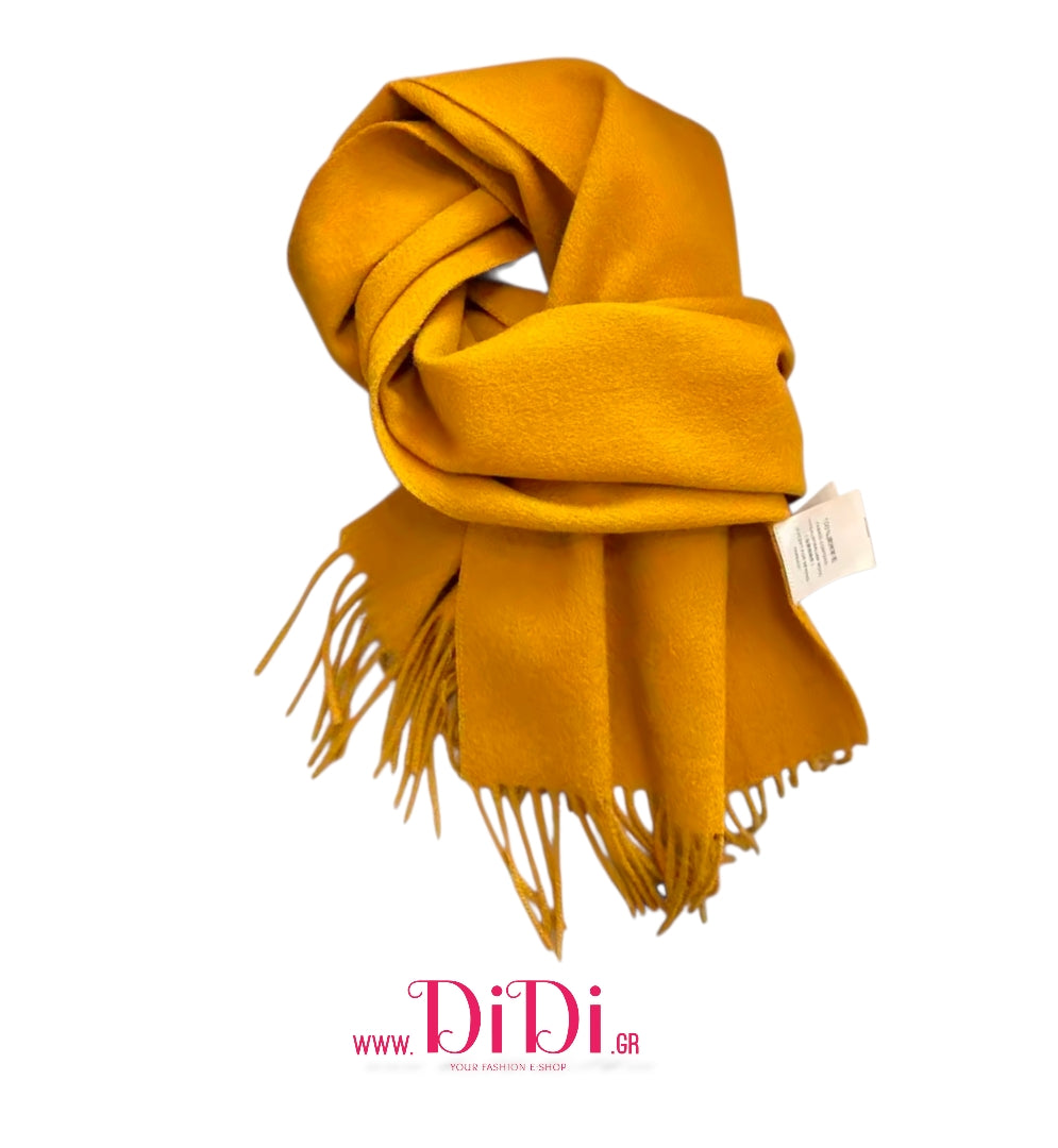 Κουβέρτα - κασκόλ 100% μαλλί, μουσταρδί, 20112518