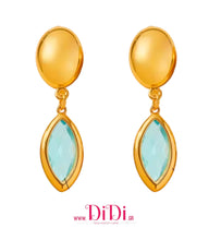 Φόρτωσε την φωτογραφία στο Gallery viewer, Σκουλαρίκια ατσάλινα κρεμαστά, κρύσταλλο Τσεχίας γαλαζιο, 26022611