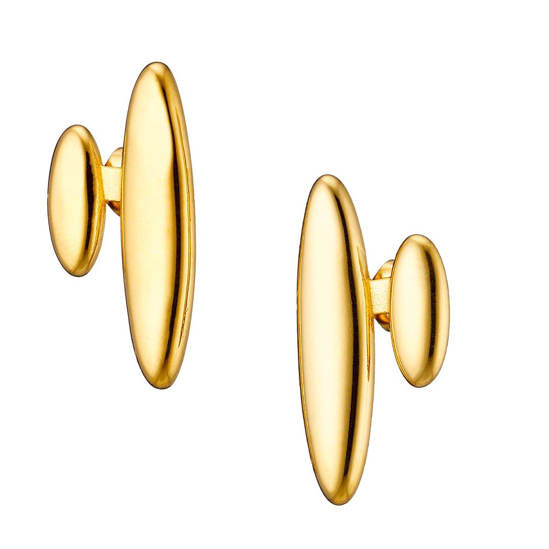 Ατσάλινα σκουλαρίκια καρφάκι, σε κίτρινο χρυσό, 02332G