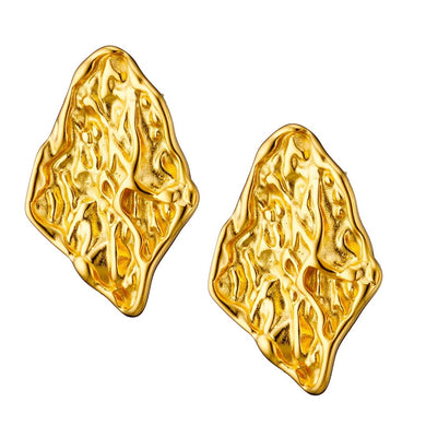 Ατσάλινα σκουλαρίκια καρφάκι, σε κίτρινο χρυσό, 02339G