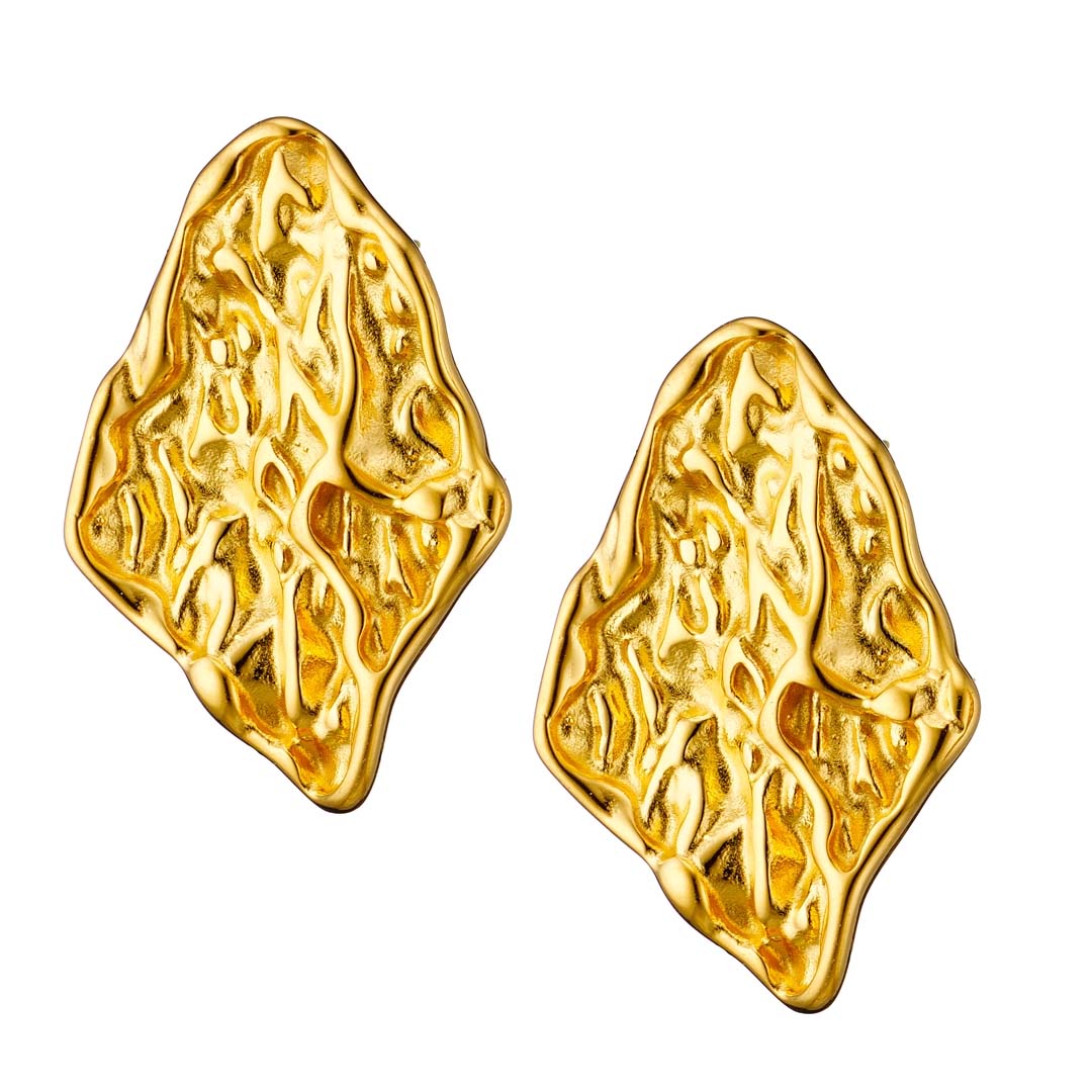 Ατσάλινα σκουλαρίκια καρφάκι, σε κίτρινο χρυσό, 02339G