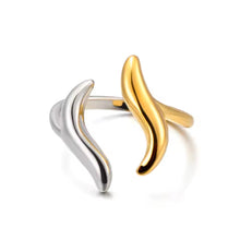 Φόρτωσε την φωτογραφία στο Gallery viewer, Δαχτυλίδι ατσάλινο ακανόνιστο σχέδιο, σε ασημί - κίτρινο χρυσό, 1303263