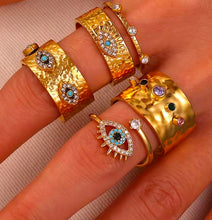 Φόρτωσε την φωτογραφία στο Gallery viewer, Δαχτυλίδι ατσάλινο μάτι με πέτρες ανοιγόμενο, σε κίτρινο χρυσό, 28042622