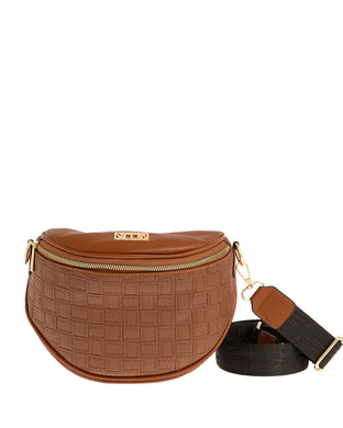 Τσάντα μέσης τύπου μπανάνα, κάμελ, 24244