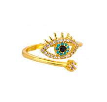 Φόρτωσε την φωτογραφία στο Gallery viewer, Δαχτυλίδι ατσάλινο μάτι με πέτρες ανοιγόμενο, σε κίτρινο χρυσό, 28042622