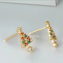 Φόρτωσε την φωτογραφία στο Gallery viewer, Χριστουγεννιάτικα σκουλαρίκια ακριλικά δεντράκια, κιτρινο χρυσό, 0110255