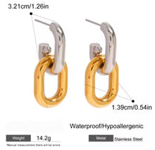 Φόρτωσε την φωτογραφία στο Gallery viewer, Σκουλαρίκια κρίκοι, ατσάλινοι δίχρωμοι, σε κίτρινο χρυσό &amp; ασημί, 0603265