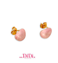 Φόρτωσε την φωτογραφία στο Gallery viewer, Σκουλαρίκια ατσάλινα μίνι σταγόνες 1,1cm, ροζ σμάλτο, κίτρινο χρυσό, 21112516