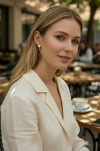 Φόρτωσε την φωτογραφία στο Gallery viewer, Σκουλαρίκια ατσάλινα κρεμαστά, οβάλ κρύσταλλο ροζ, 2602264