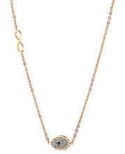 Φόρτωσε την φωτογραφία στο Gallery viewer, Κολιέ ατσάλινο, μενταγιόν μάτι με στρας, σε ροζ χρυσό, 22102419R