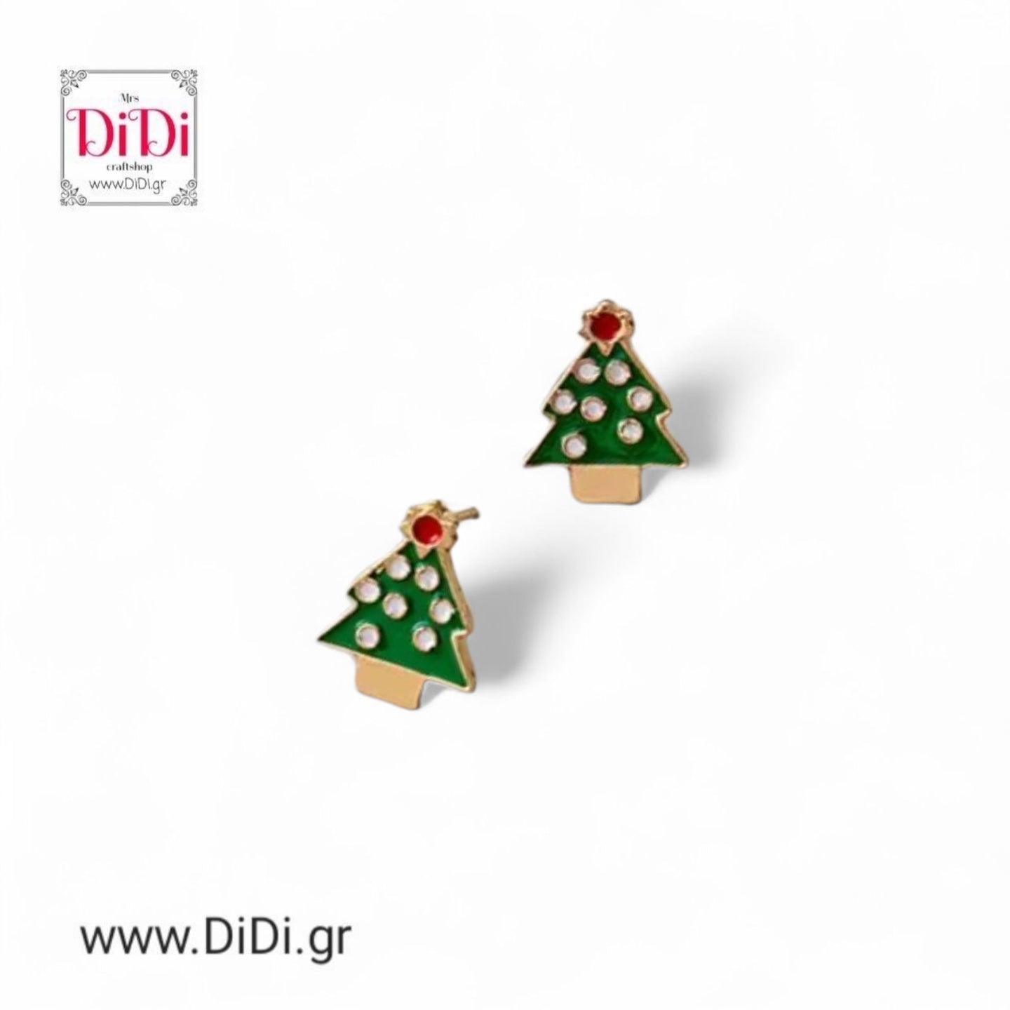 Σκουλαρίκια Χριστουγεννιάτικα με σμάλτο, σε κίτρινο χρυσό, 13092514