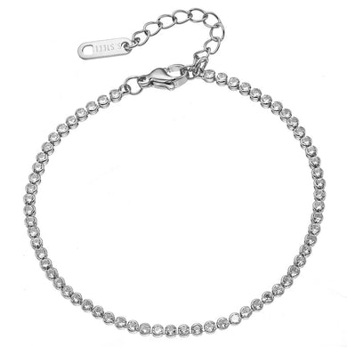 Βραχιόλι ατσάλινο Ριβιέρα με κρύσταλλα, ασημί, 010011S