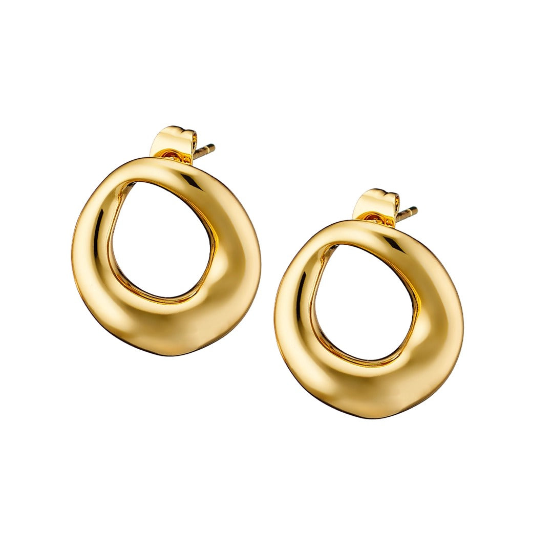 Ατσάλινα σκουλαρίκια καρφάκι, σε κίτρινο χρυσό, 02237G