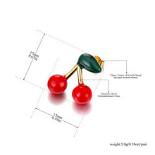 Φόρτωσε την φωτογραφία στο Gallery viewer, Ατσάλινα σκουλαρίκια κεράσια με σμάλτο, κίτρινο χρυσό, 1303262