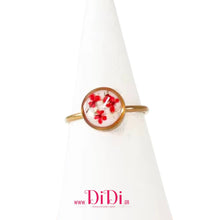 Φόρτωσε την φωτογραφία στο Gallery viewer, Δαχτυλίδι ατσάλινο φλοράλ με γυαλί, σε κίτρινο χρυσό, 1603261