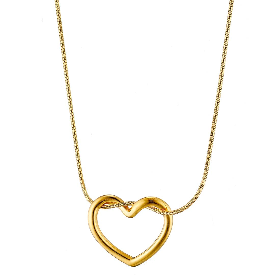 Ατσάλινο κολιέ καρδιά μίνιμαλ, σε κίτρινο χρυσό, 0611254G
