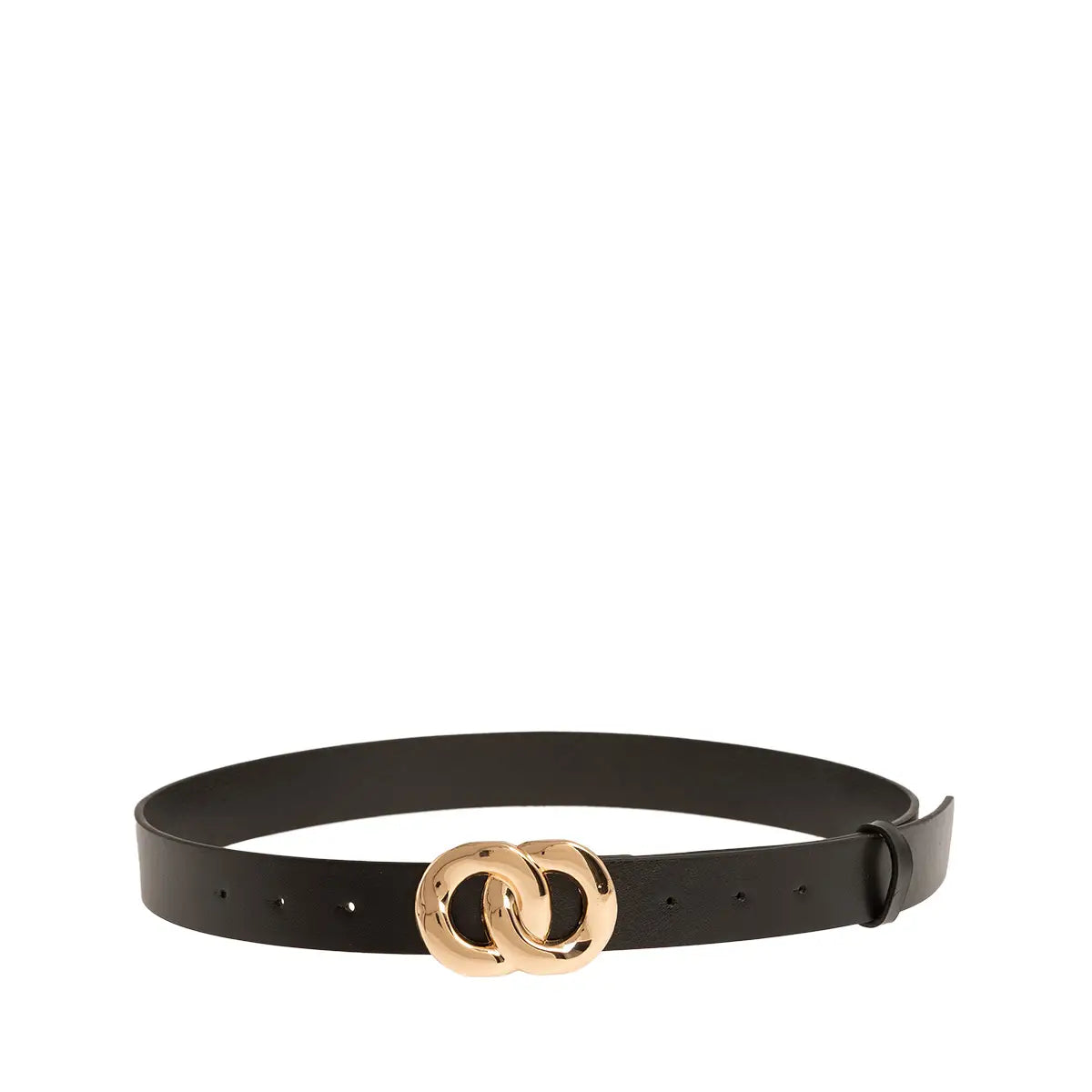 Ζώνη λεπτή διπλή αγκράφα, μαύρο, 24405
