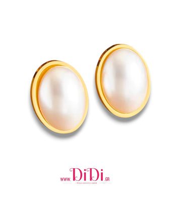 Σκουλαρίκια ατσάλινα οβάλ με πέρλα, 01112515