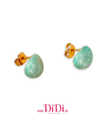 Σκουλαρίκια ατσάλινα μίνι σταγόνες 1,1cm, τιρκουάζ σμάλτο, κίτρινο χρυσό, 21112519