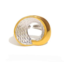 Φόρτωσε την φωτογραφία στο Gallery viewer, Ατσάλινο δαχτυλίδι μεγάλο, δίχρωμο ασημί - χρυσό, 1911256