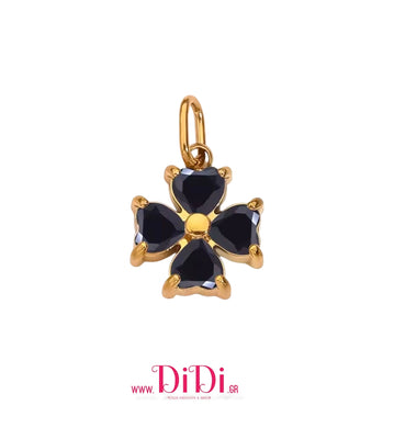 Σταυρός ατσάλινος, με μαύρα στρας, σε κίτρινο χρυσό, 22112510