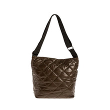 Φόρτωσε την φωτογραφία στο Gallery viewer, Τσάντα ώμου και χιαστί καπιτονέ, σοκολά, 24259