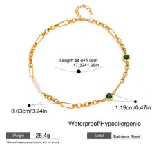 Φόρτωσε την φωτογραφία στο Gallery viewer, Κολιε ατσάλινο με πράσινες πέτρες, σε κίτρινο χρυσό, 0603267