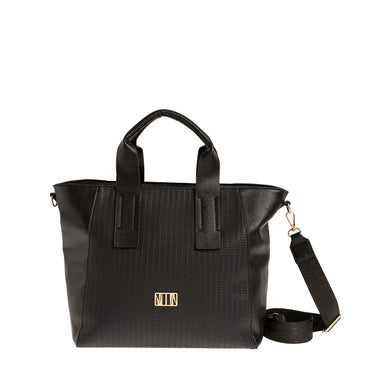 Τσάντα χειρός με ιμάντα, μαύρο, 24250