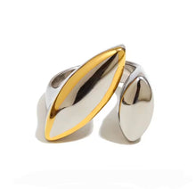 Φόρτωσε την φωτογραφία στο Gallery viewer, Ατσάλινο δαχτυλίδι μεγάλο, δίχρωμο ασημί - χρυσό, 1911255
