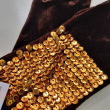 Φόρτωσε την φωτογραφία στο Gallery viewer, Γάντια καφέ βελούδινα με μπρονζέ πούλια