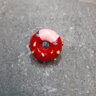 Σκουλαρίκι μονό μινιατούρα ντόνατς κόκκινο