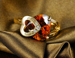 Δαχτυλίδι επιχρυσωμένο με κόκκινη καρδιά ζιργκόν ΑΑΑ
