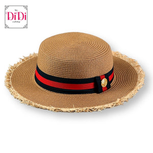 Καπέλο καφέ με κόκκινη μαυρη φάσα Achilleas Accessories