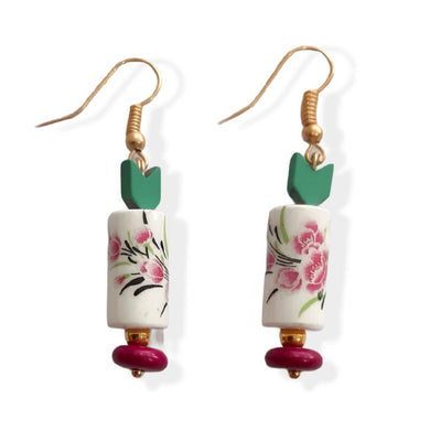 Σκουλαρίκια με κεραμικό στοιχείο και αιματίτη