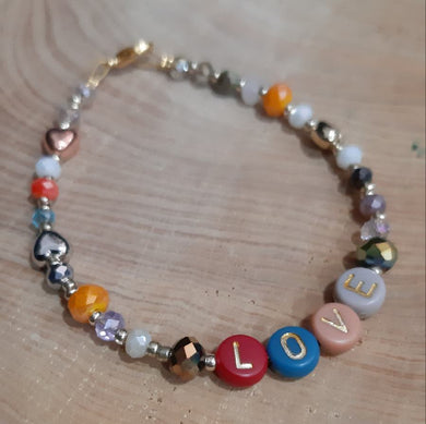 Βραχιόλι χειροποίητο με διάφορες χάντρες, LOVE