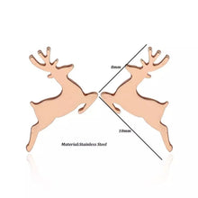 Φόρτωσε την φωτογραφία στο Gallery viewer, Ατσάλινα σκουλαρίκια ταρανδάκια, ροζ χρυσό, 22112411R