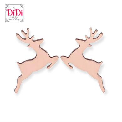 Ατσάλινα σκουλαρίκια ταρανδάκια, ροζ χρυσό, 22112411R