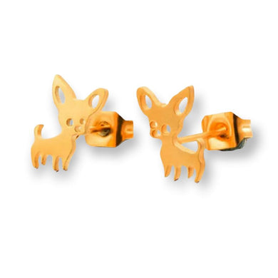 Ατσάλινα σκουλαρίκια σκύλος τσιουάουα, χρυσό