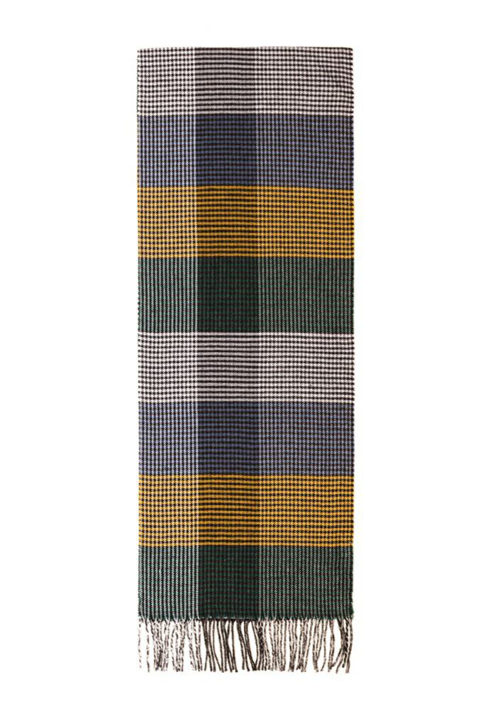 Κασκόλ καρό λαδί