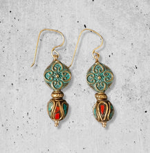 Φόρτωσε την φωτογραφία στο Gallery viewer, Σκουλαρίκια boho bronze με ημιπολύτιμους λίθους