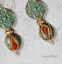 Φόρτωσε την φωτογραφία στο Gallery viewer, Σκουλαρίκια boho bronze με ημιπολύτιμους λίθους