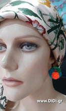 Φόρτωσε την φωτογραφία στο Gallery viewer, Σκουλαρίκια κρεμαστά, χειροποίητα, πολύγωνα με λουλούδια πορτοκαλί