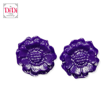Σκουλαρίκια καρφάκι, χειροποίητα, μικρά μοβ λουλούδια 1.6cm