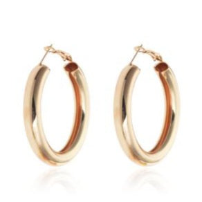 Σκουλαρίκια κρίκοι μεσαίοι 7cm, χρυσή απόχρωση