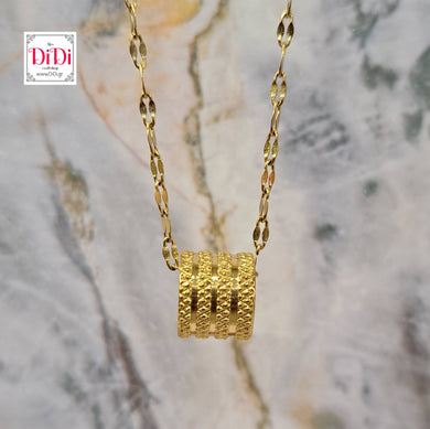 Ατσάλινο κολιέ, μενταγιόν μίνιμαλ στοιχείο, σε κίτρινο χρυσό 20052412