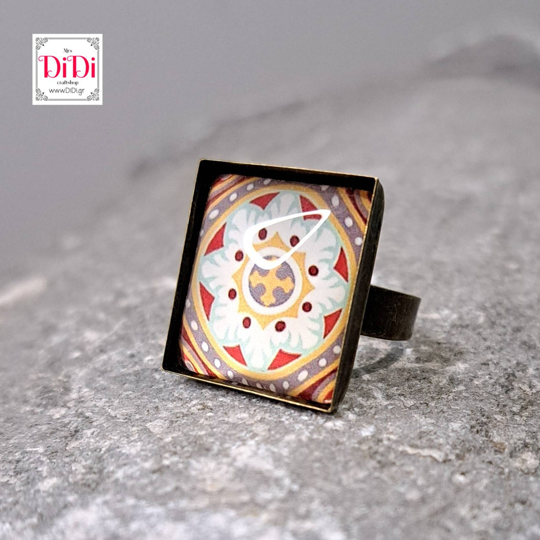 Δαχτυλίδι brass, tiles collection, 7 (bronze)