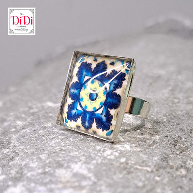 Δαχτυλίδι brass, tiles collection, 10 (ασημί)