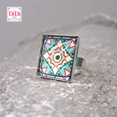 Δαχτυλίδι brass, tiles collection, 9 (ασημί)