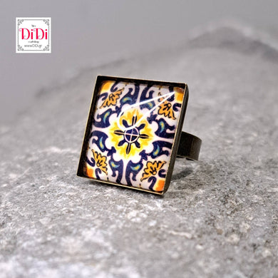 Δαχτυλίδι brass, tiles collection, 4 (bronze)